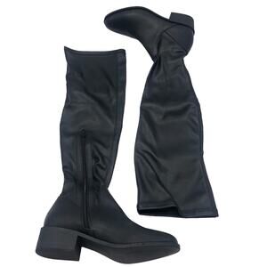 Steve Madden Womens Sadie Faux Leather Knee High Boots Black Size 9 New